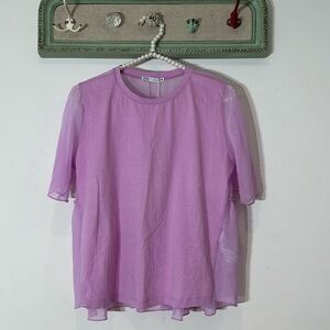 ZARA BABYDOLL CROP BALLERINA SHORT SLEEVE TAHIRT LAVENDER WOMENS SIZE SMALL